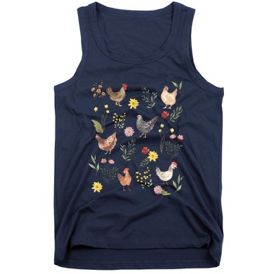 Wildflower Chicken Floral Chicken Lover Cute Farmer Flowers Tank Top