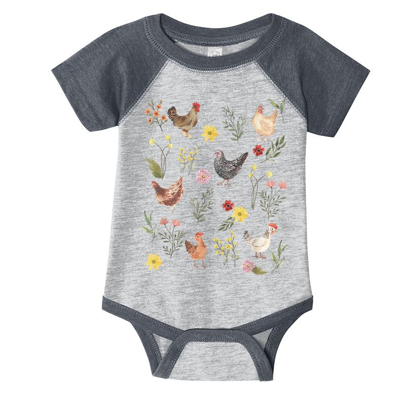 Wildflower Chicken Floral Chicken Lover Cute Farmer Flowers Infant Baby Jersey Bodysuit