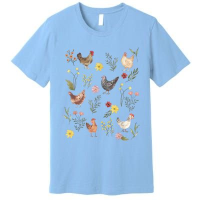 Wildflower Chicken Floral Chicken Lover Cute Farmer Flowers Premium T-Shirt