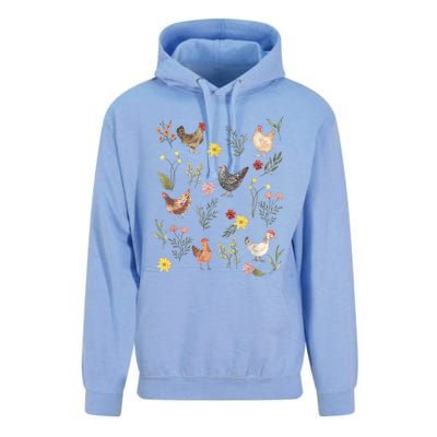 Wildflower Chicken Floral Chicken Lover Cute Farmer Flowers Unisex Surf Hoodie