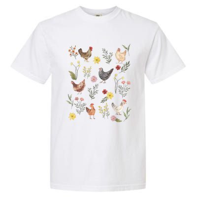 Wildflower Chicken Floral Chicken Lover Cute Farmer Flowers Garment-Dyed Heavyweight T-Shirt