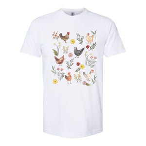 Wildflower Chicken Floral Chicken Lover Cute Farmer Flowers Softstyle CVC T-Shirt