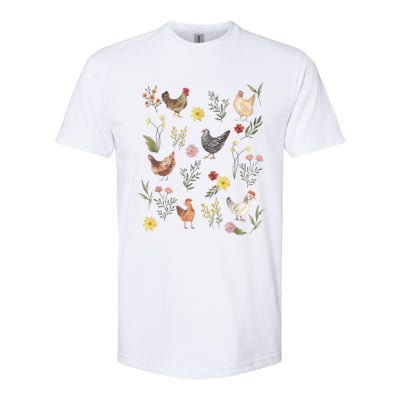 Wildflower Chicken Floral Chicken Lover Cute Farmer Flowers Softstyle CVC T-Shirt