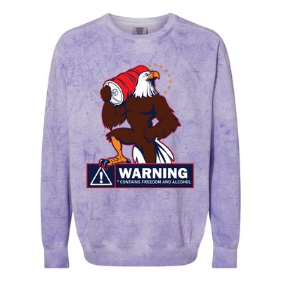 Warning Contains Freedom And Alcohol Colorblast Crewneck Sweatshirt