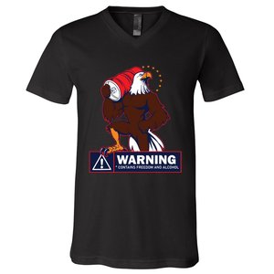 Warning Contains Freedom And Alcohol V-Neck T-Shirt