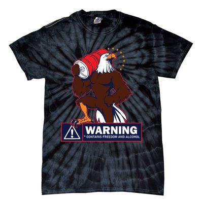 Warning Contains Freedom And Alcohol Tie-Dye T-Shirt