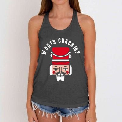 Whats Crackin Funny Christmas Nutcracker Women's Knotted Racerback Tank