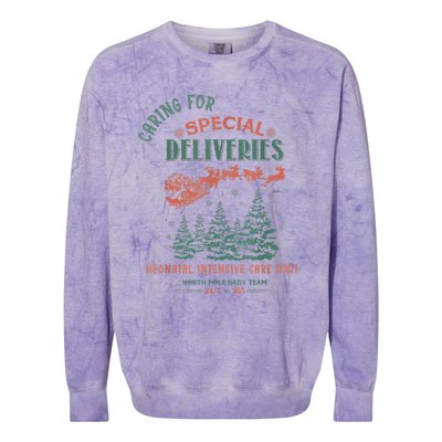 Women Caring For Special Deliveries Nicu Nurse Christmas Colorblast Crewneck Sweatshirt