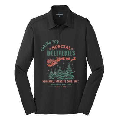 Women Caring For Special Deliveries Nicu Nurse Christmas Silk Touch Performance Long Sleeve Polo