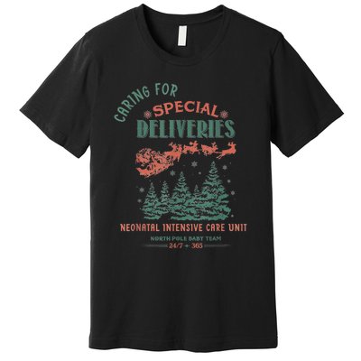 Women Caring For Special Deliveries Nicu Nurse Christmas Premium T-Shirt