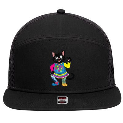 Wacky Clothes funny cat For Mismatch Day Gift 7 Panel Mesh Trucker Snapback Hat