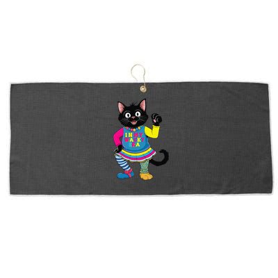 Wacky Clothes funny cat For Mismatch Day Gift Large Microfiber Waffle Golf Towel