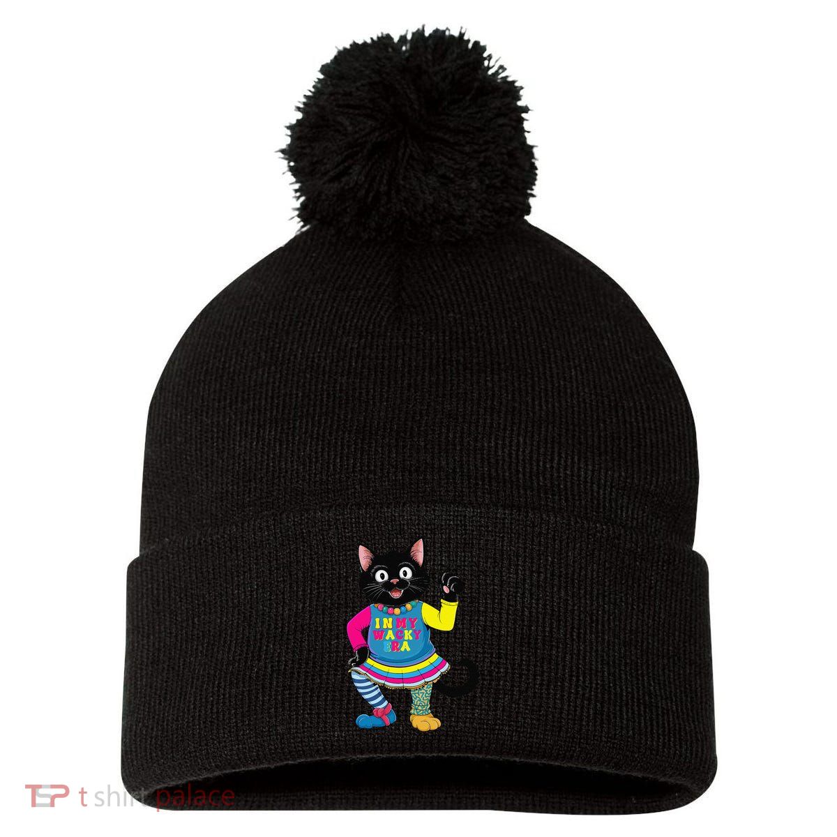 Wacky Clothes funny cat For Mismatch Day Gift Pom Pom 12in Knit Beanie