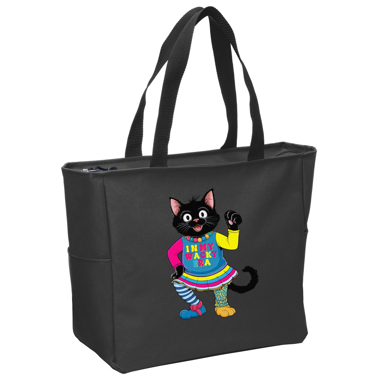 Wacky Clothes funny cat For Mismatch Day Gift Zip Tote Bag