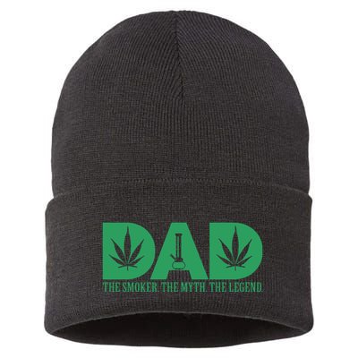 Weed Cannabis For Dad Funny Marijuana Sustainable Knit Beanie