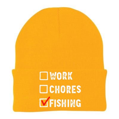 Work Chores Fishing - Funny Gift Tee Knit Cap Winter Beanie