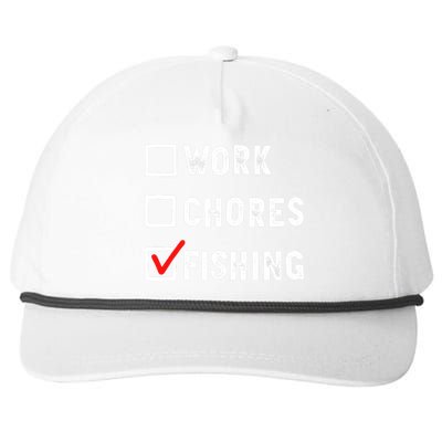 Work Chores Fishing - Funny Gift Tee Snapback Five-Panel Rope Hat