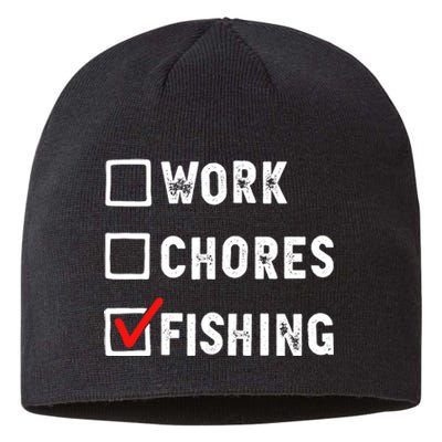 Work Chores Fishing - Funny Gift Tee Sustainable Beanie