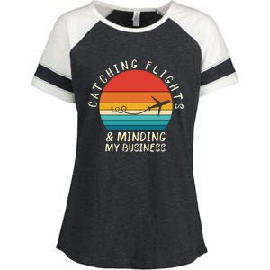 Wo Catching Flights And Minding My Business Gift Enza Ladies Jersey Colorblock Tee