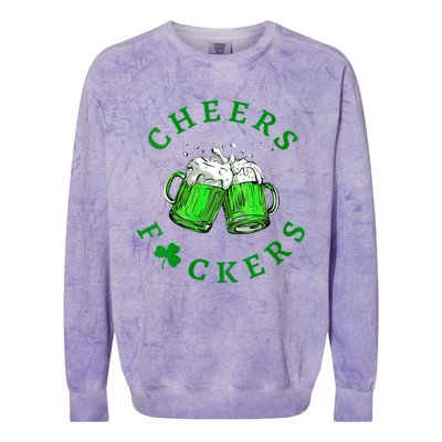 Womens Cheers Fuckers St Patricks Day Men Women Beer Drinking Mugs Colorblast Crewneck Sweatshirt