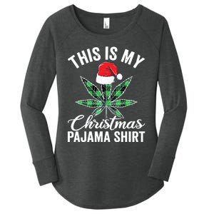 Weed Christmas Funny Marijuana Pot Leaf Cannabis Women's Perfect Tri Tunic Long Sleeve Shirt