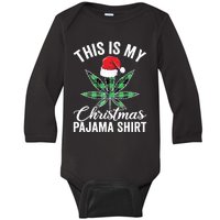 Weed Christmas Funny Marijuana Pot Leaf Cannabis Baby Long Sleeve Bodysuit