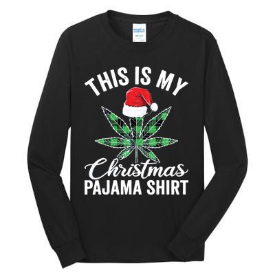 Weed Christmas Funny Marijuana Pot Leaf Cannabis Tall Long Sleeve T-Shirt