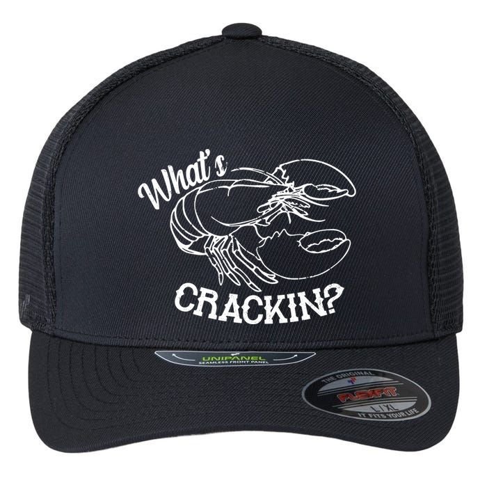 Whats Crackin Funny Lobster Flexfit Unipanel Trucker Cap