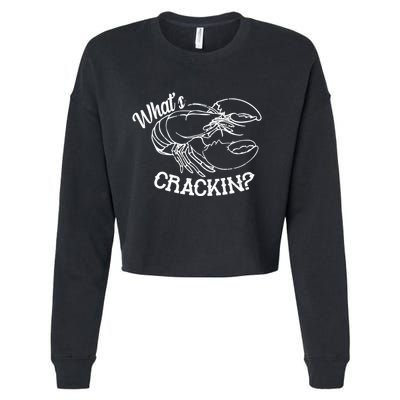 Whats Crackin Funny Lobster Cropped Pullover Crew