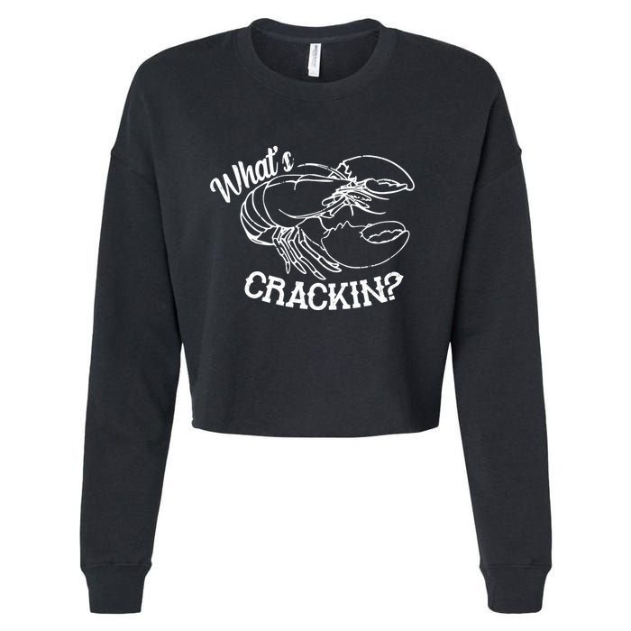 Whats Crackin Funny Lobster Cropped Pullover Crew
