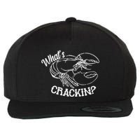 Whats Crackin Funny Lobster Wool Snapback Cap