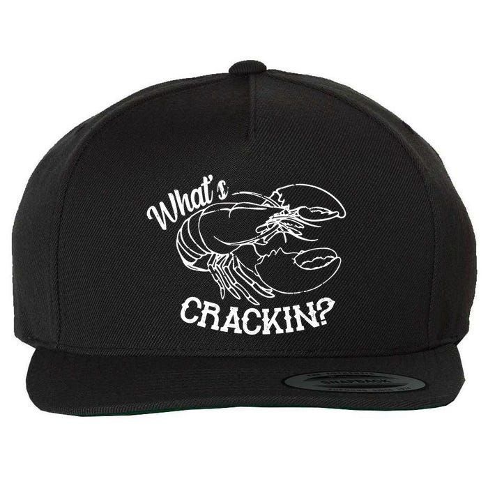 Whats Crackin Funny Lobster Wool Snapback Cap