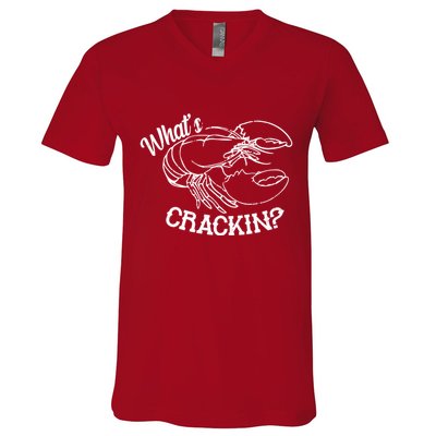 Whats Crackin Funny Lobster V-Neck T-Shirt