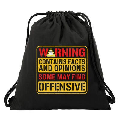 Warning Contains Facts And Opinions Some May Find Offensive Drawstring Bag