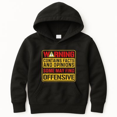 Warning Contains Facts And Opinions Some May Find Offensive Kids Hoodie
