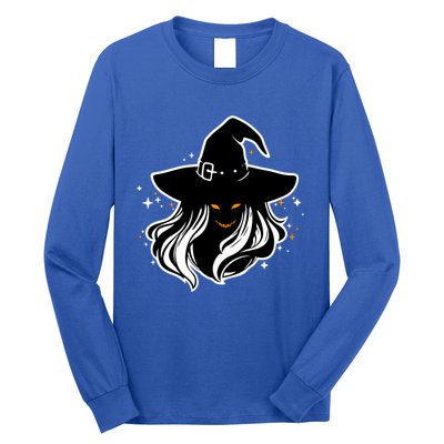 Witch Creepy Face Halloween Art Design Costume Gift Long Sleeve Shirt