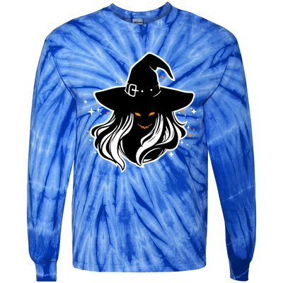 Witch Creepy Face Halloween Art Design Costume Gift Tie-Dye Long Sleeve Shirt