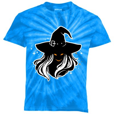 Witch Creepy Face Halloween Art Design Costume Gift Kids Tie-Dye T-Shirt