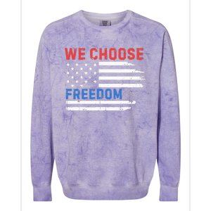 We Choose Freedom Kamala Harris Funny Comma La America Flag Colorblast Crewneck Sweatshirt