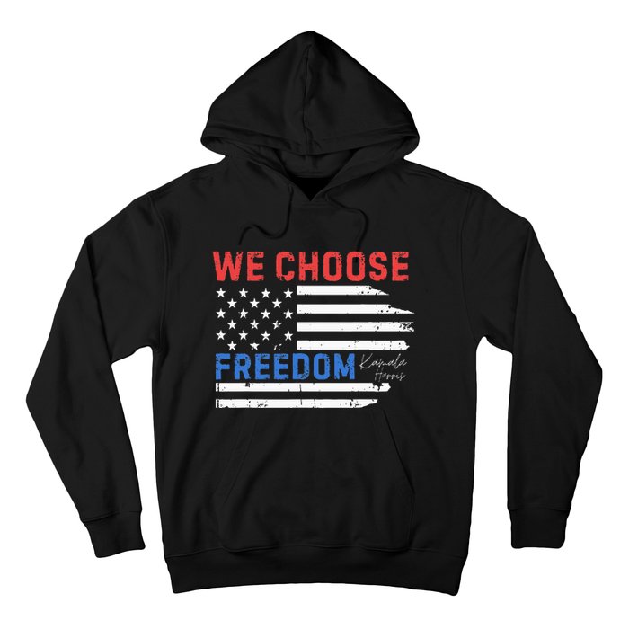 We Choose Freedom Kamala Harris Funny Comma La America Flag Hoodie