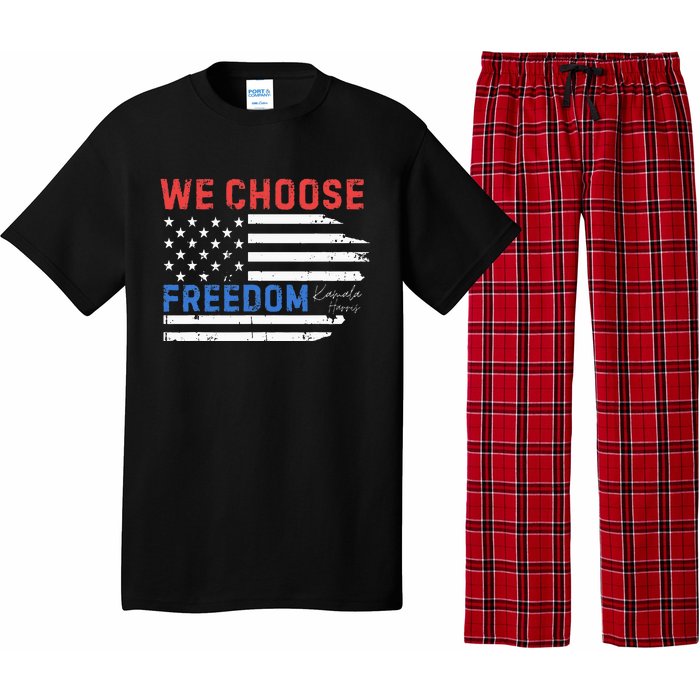 We Choose Freedom Kamala Harris Funny Comma La America Flag Pajama Set