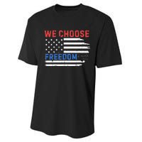 We Choose Freedom Kamala Harris Funny Comma La America Flag Performance Sprint T-Shirt