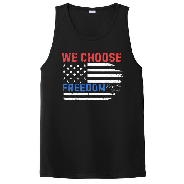 We Choose Freedom Kamala Harris Funny Comma La America Flag PosiCharge Competitor Tank