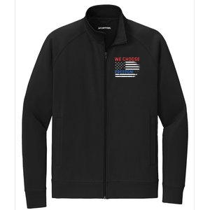 We Choose Freedom Kamala Harris Funny Comma La America Flag Stretch Full-Zip Cadet Jacket