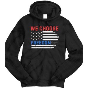 We Choose Freedom Kamala Harris Funny Comma La America Flag Tie Dye Hoodie