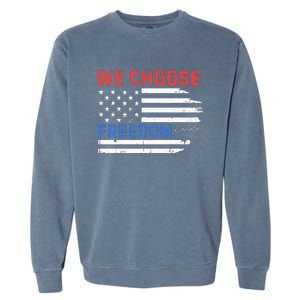 We Choose Freedom Kamala Harris Funny Comma La America Flag Garment-Dyed Sweatshirt