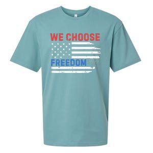 We Choose Freedom Kamala Harris Funny Comma La America Flag Sueded Cloud Jersey T-Shirt