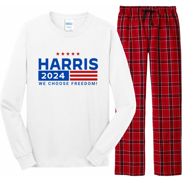 We Choose Freedom Vote Kamala Harris For President 2024 Long Sleeve Pajama Set