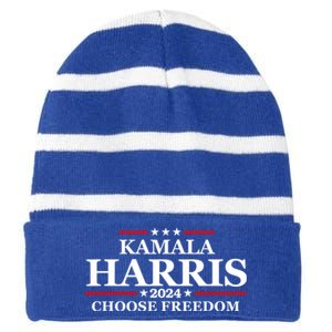 We Choose Freedom Kamala Harris Striped Beanie with Solid Band