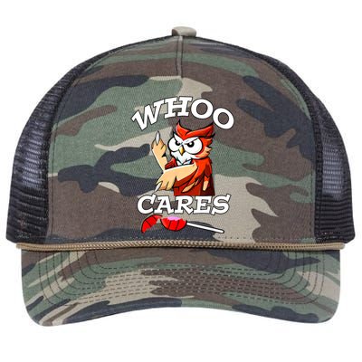 Whoo Cares Funny Owl By Yoraytees Retro Rope Trucker Hat Cap